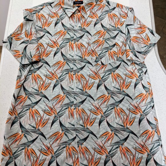 Croft & Barrown Mens Button down Short Sleeve Bird of paradise Large - Picture 1 of 6